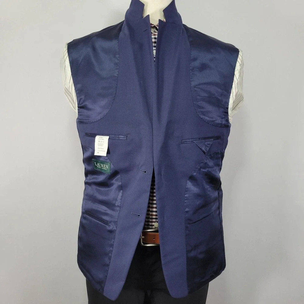 Lauren Ralph Lauren Men's Sport Coat Blazer Navy Blue Stretch Wool Size‎ 40S
